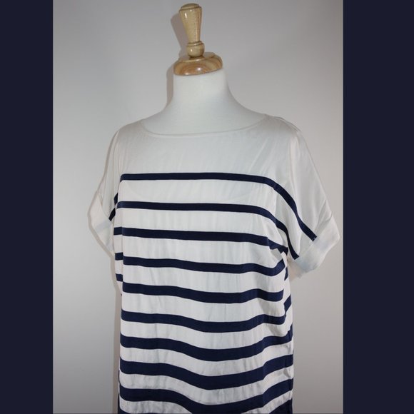 DKNY navy and white stripe silk top - size 8 - Picture 9 of 15